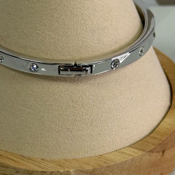 Kate Spade Silvertone Raise the Bar Cuff and Rhinestone Hinge Bracelet - Picture 3 of 7